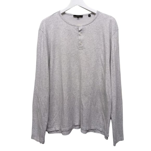VINCE Men's Off White 3 Button Henley double layer longsleeve Size L, M68659075A